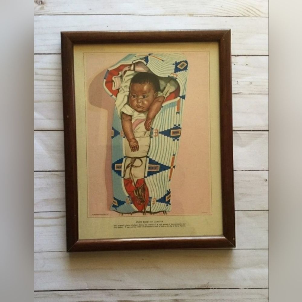 Vintage Winold Reiss Two Guns lithograph Snowbird indigenous baby art
